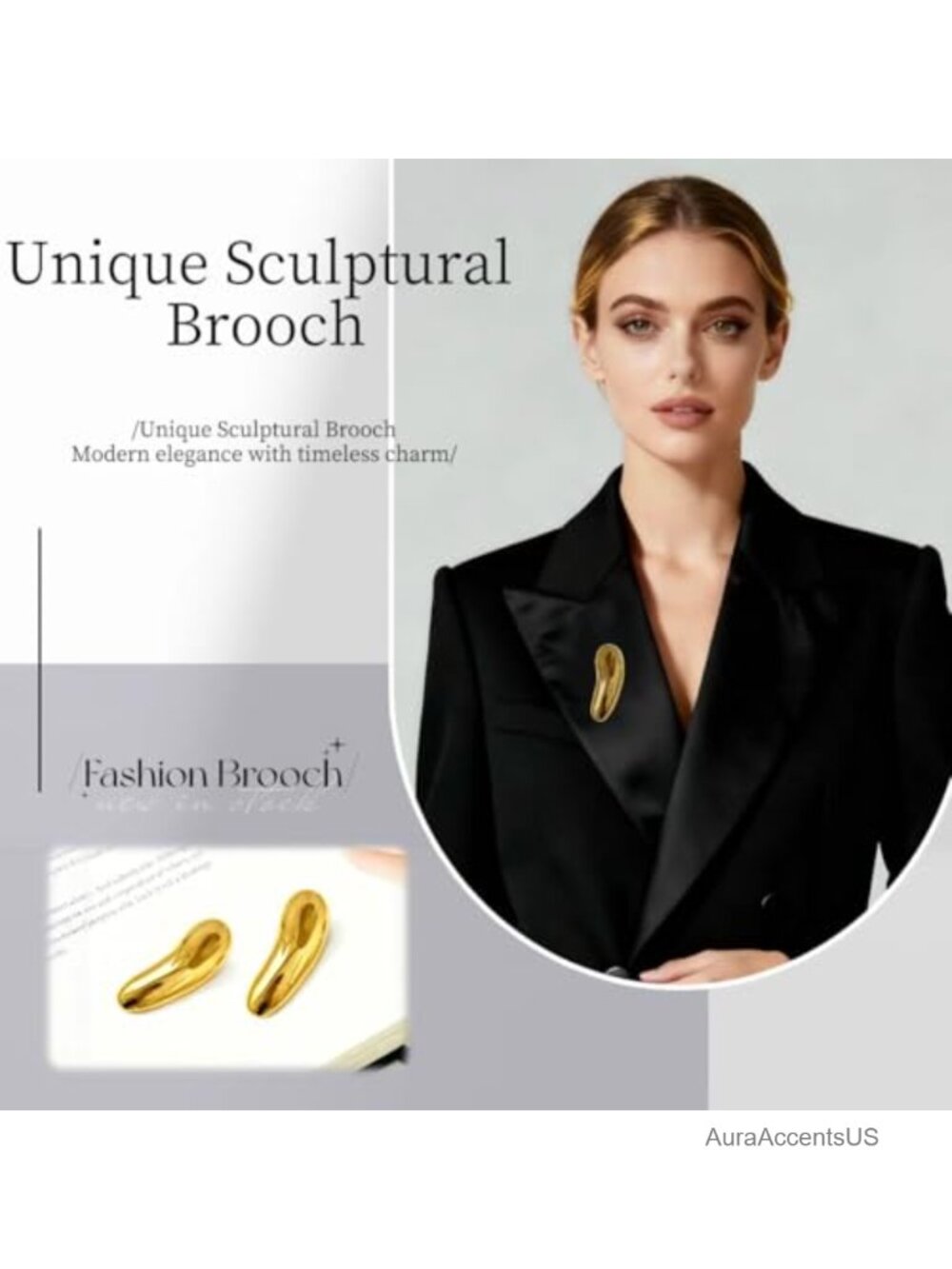 Pod-Inspired Metal Brooch Pin for Women Lapel Scarf Jewelry - Picture 2 of 5